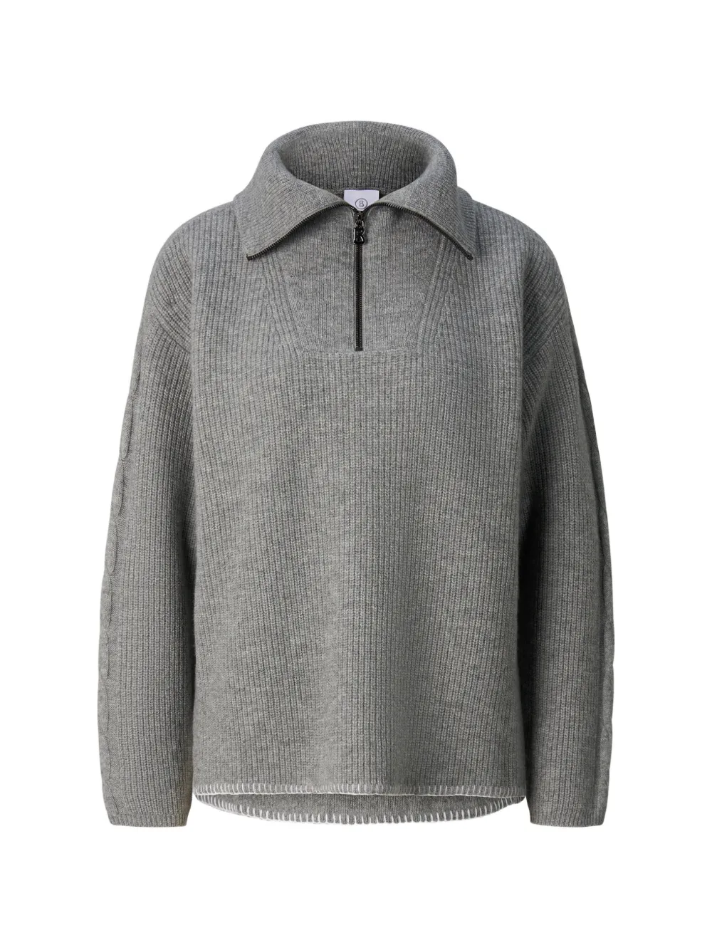 BOGNER Larissa Pullover mit Zopfmuster und Reißverschluss - Grau