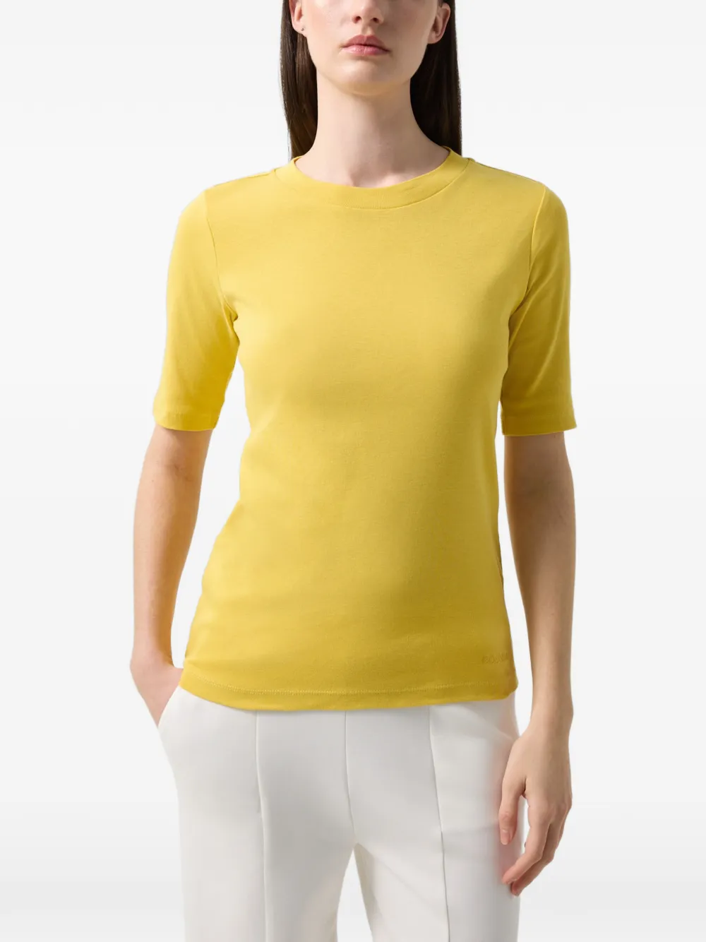 BOGNER Nikini logo-stitch T-shirt Geel
