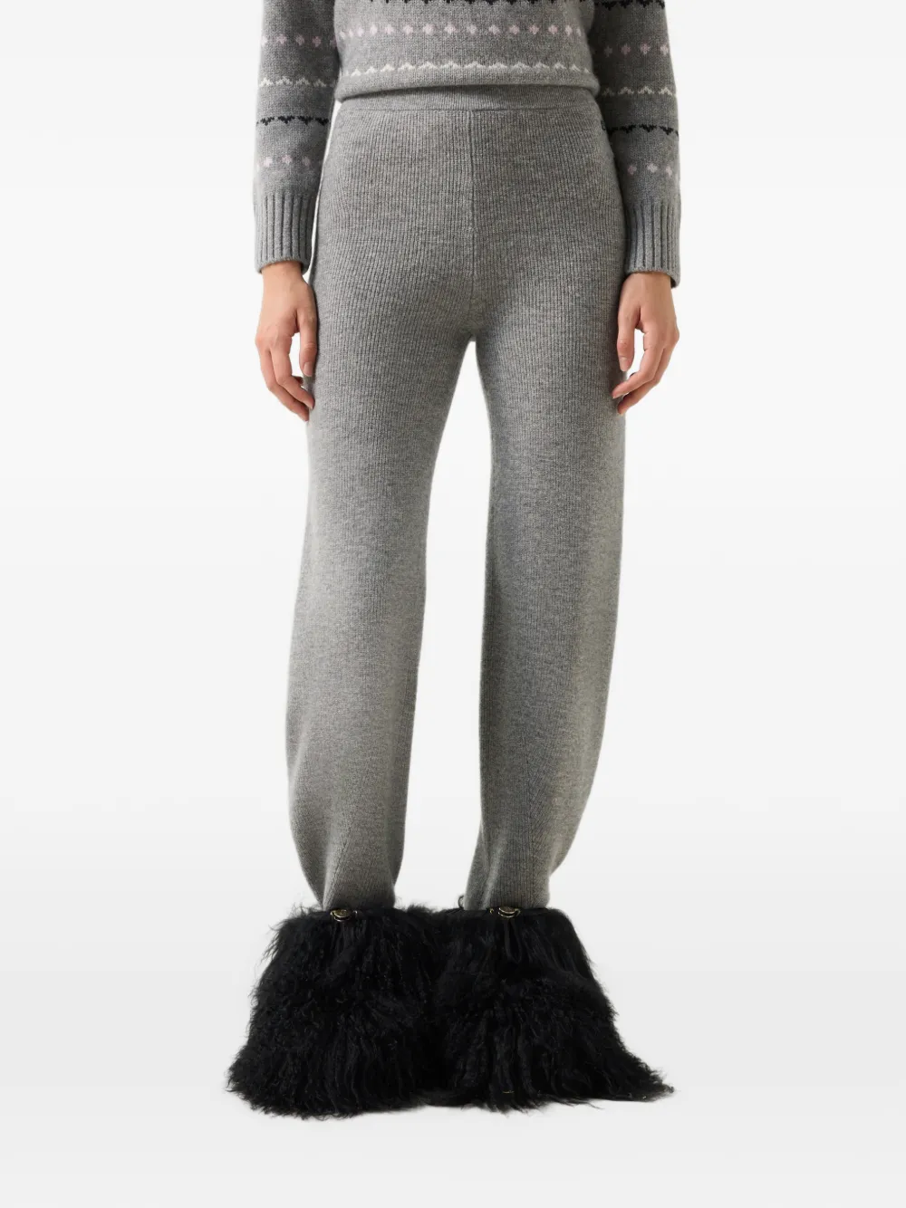 BOGNER Luana knitted virgin-wool trousers Grijs