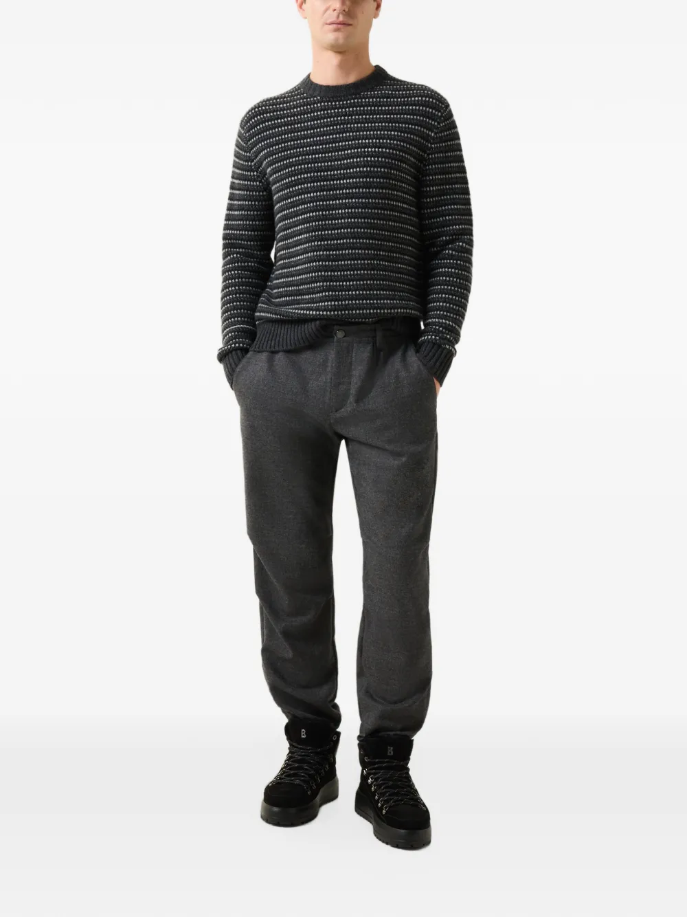 BOGNER Apollo striped cashmere sweater Grijs