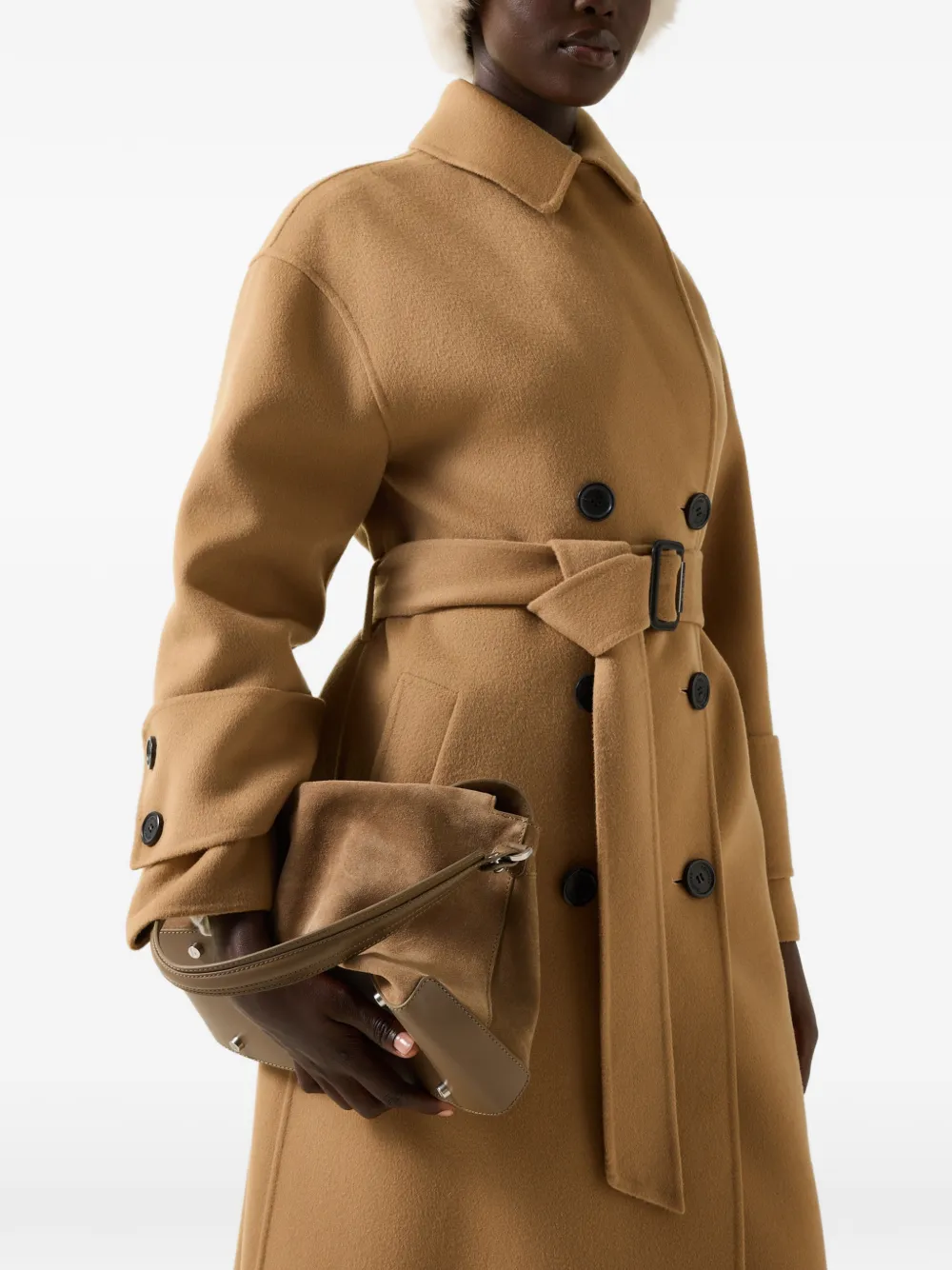 BOGNER Terese double-breasted belted coat Bruin