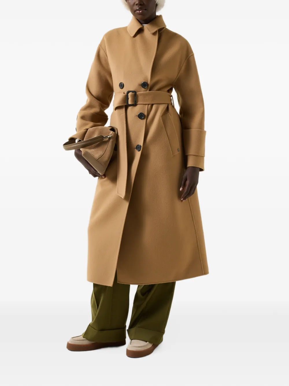 BOGNER Terese double-breasted belted coat Bruin