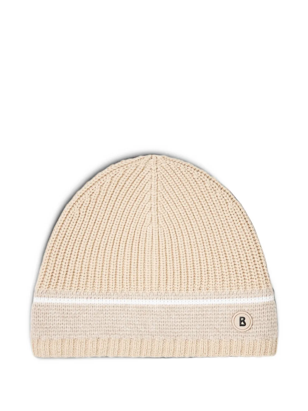 BOGNER Enin striped-knit beanie hat Beige