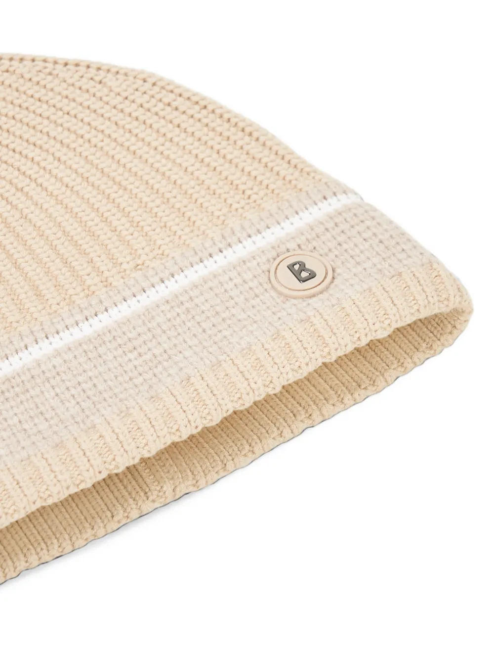 BOGNER Enin striped-knit beanie hat Beige
