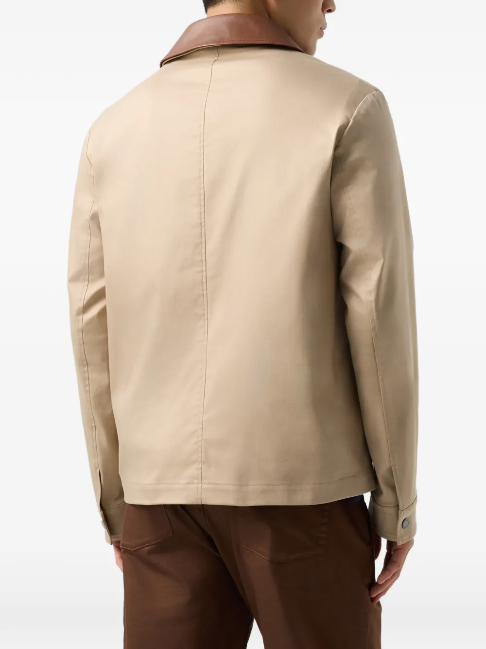 BOGNER Mirco leather-collar twill jacket Beige