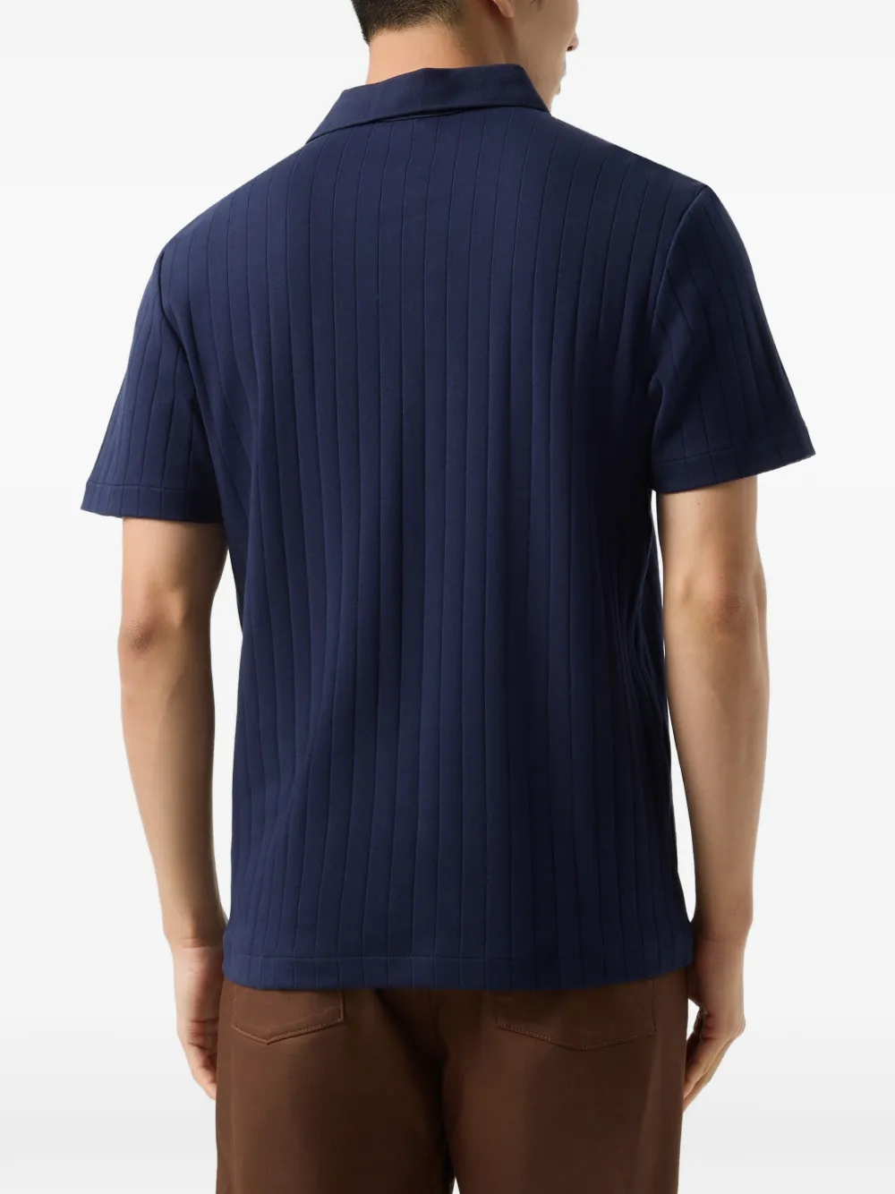 BOGNER Zane ribbed-knit polo shirt Blauw