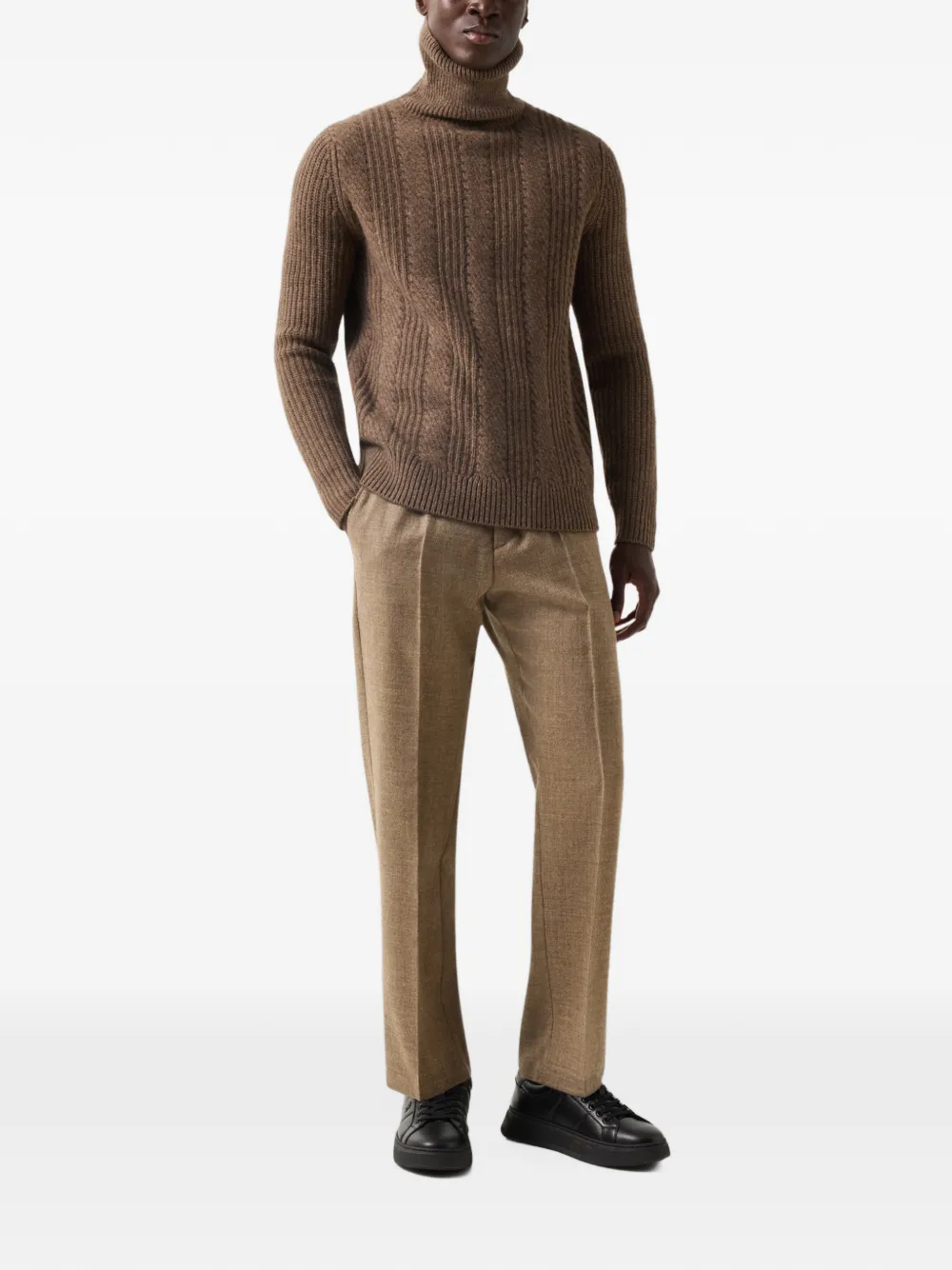 BOGNER Eros cable-knit roll-neck sweater Bruin
