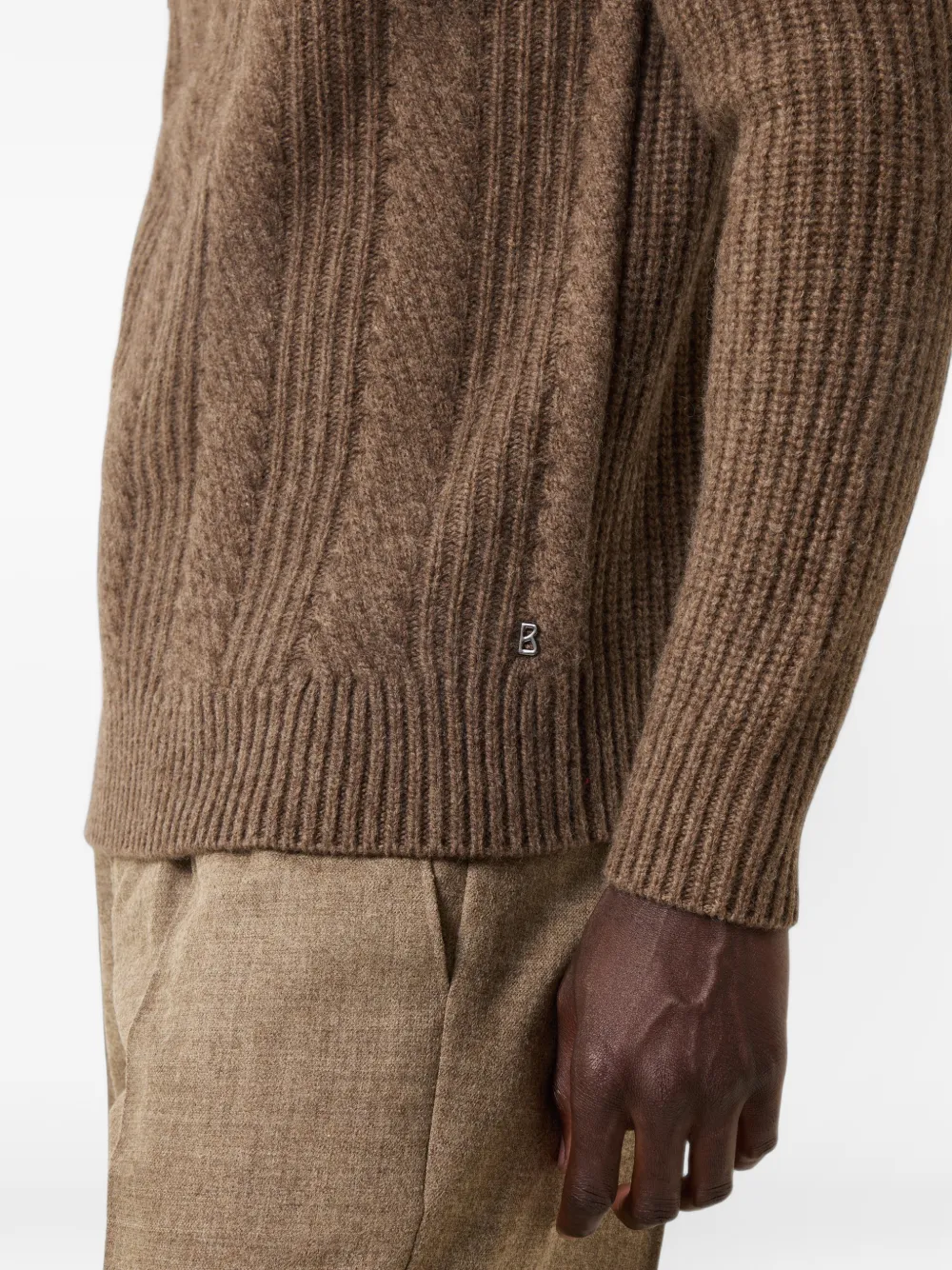 BOGNER Eros cable-knit roll-neck sweater Bruin