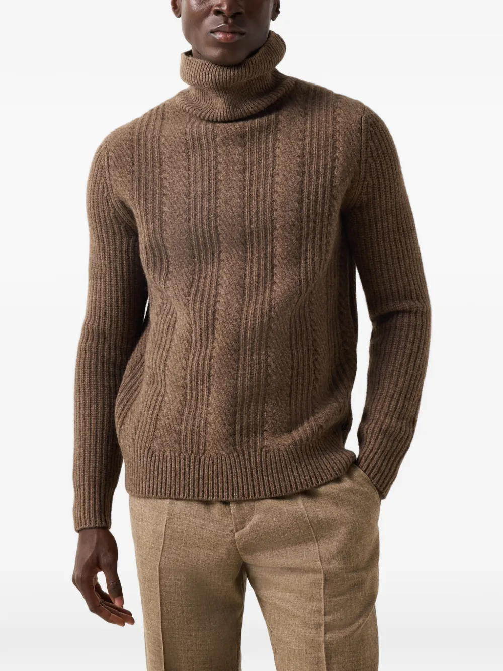 BOGNER Eros cable-knit roll-neck sweater Bruin