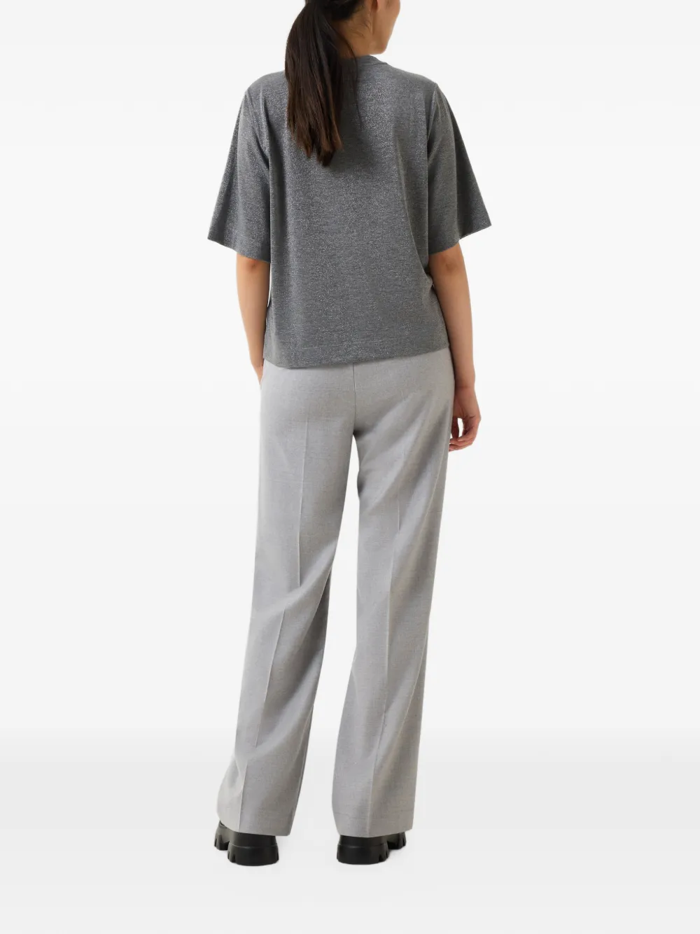 BOGNER Dorothy shimmering logo-stitch T-shirt Grijs