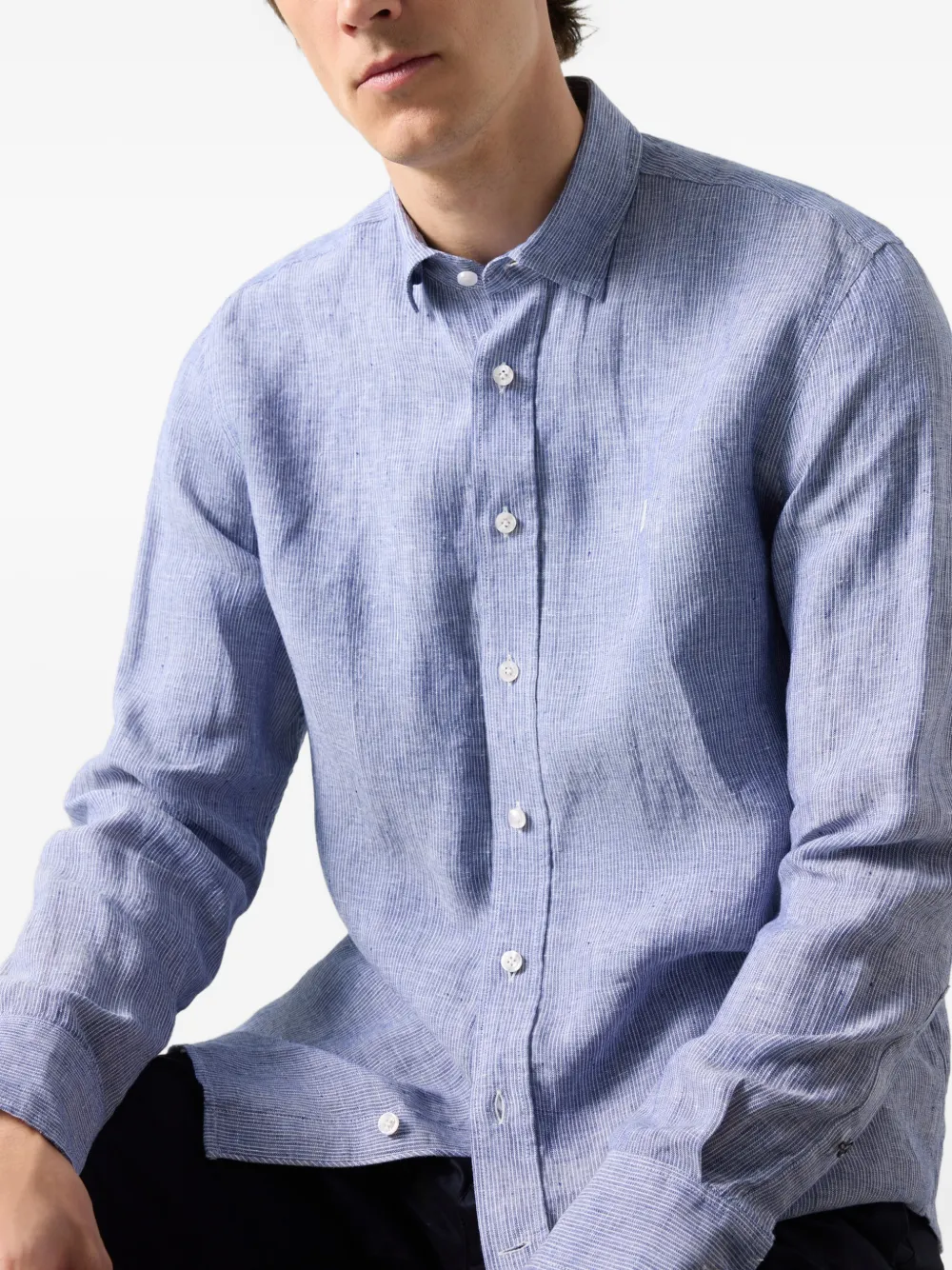 BOGNER Timi striped linen shirt Blauw