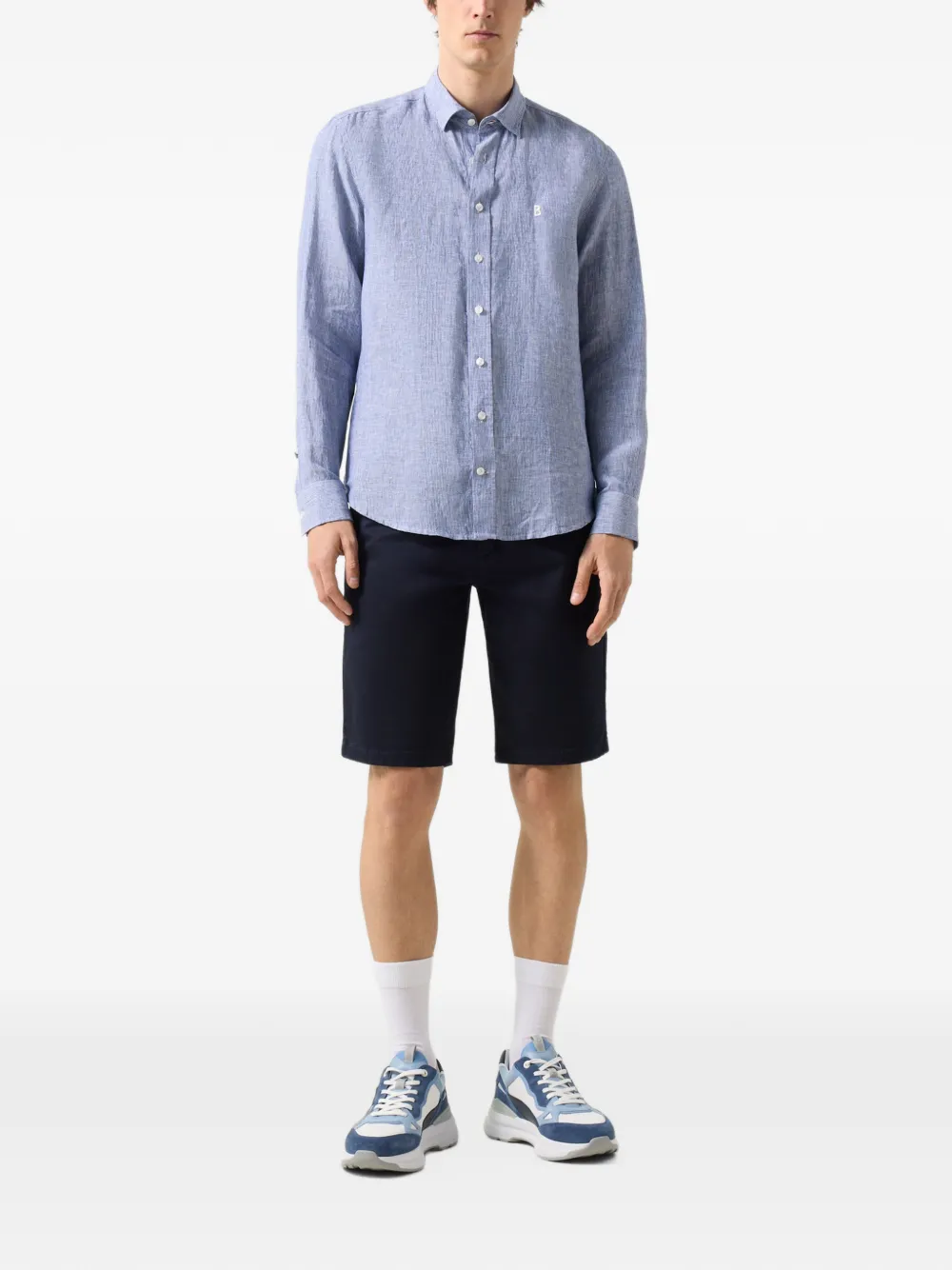 BOGNER Timi striped linen shirt Blauw