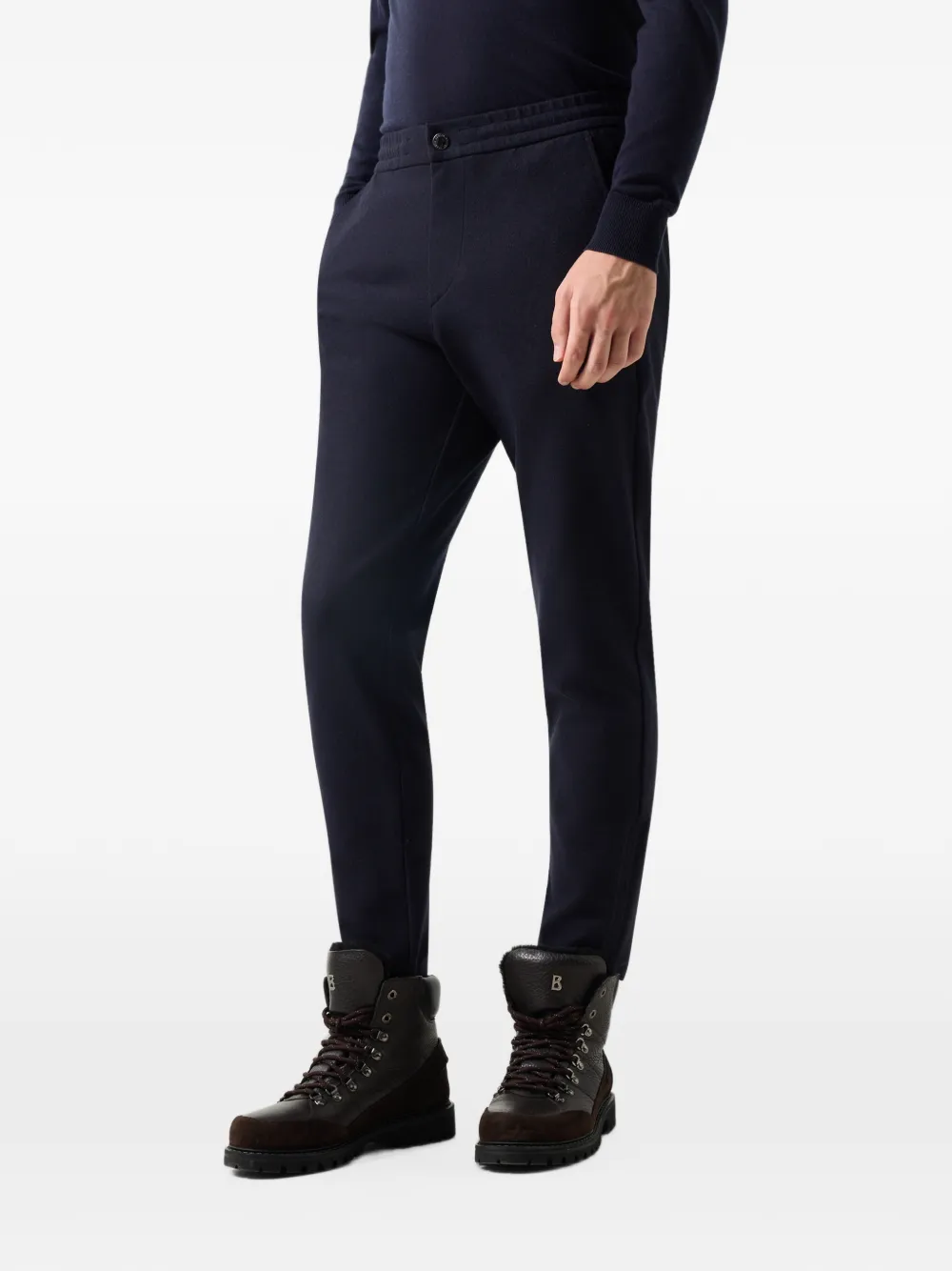 BOGNER Boris drawstring-flannel tapered trousers Blauw
