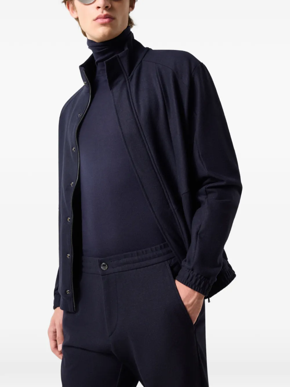 BOGNER Boris drawstring-flannel tapered trousers Blauw