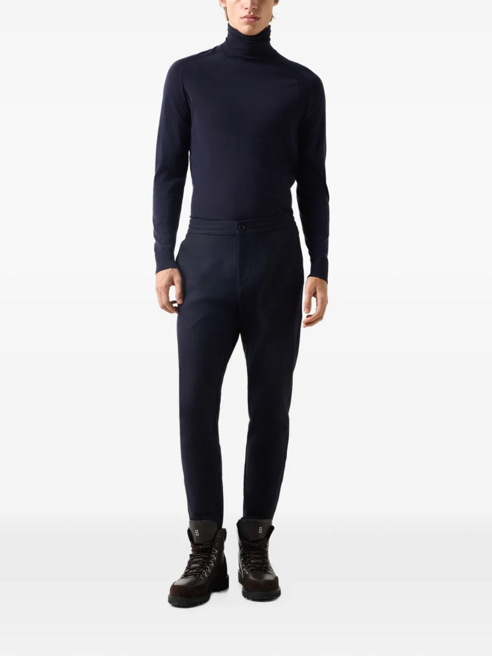 BOGNER Boris drawstring-flannel tapered trousers Blauw