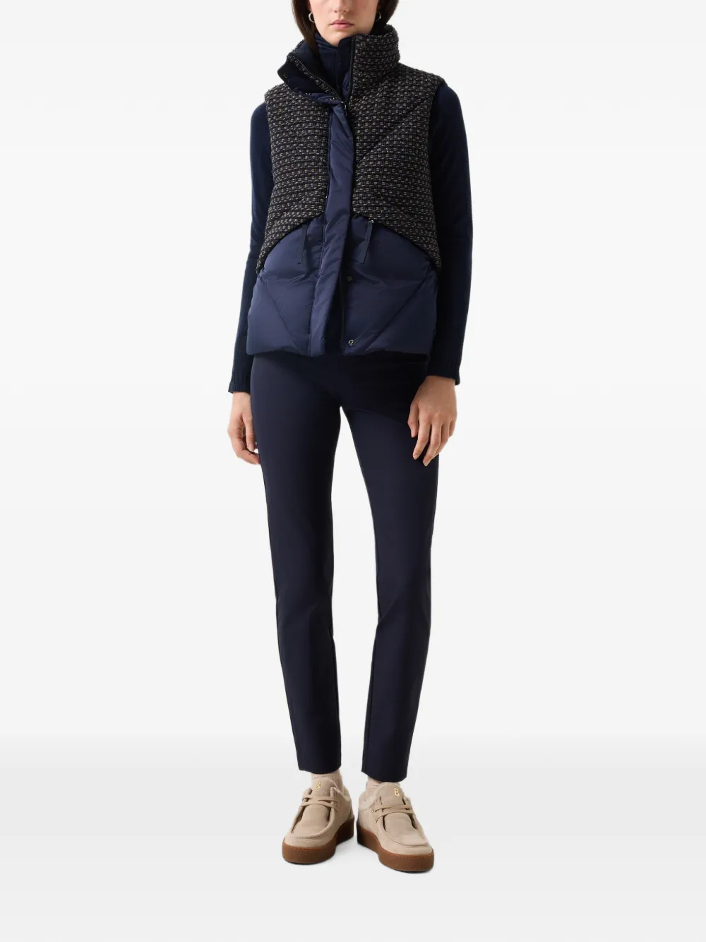 BOGNER Netty tweed-panel down gilet Blauw