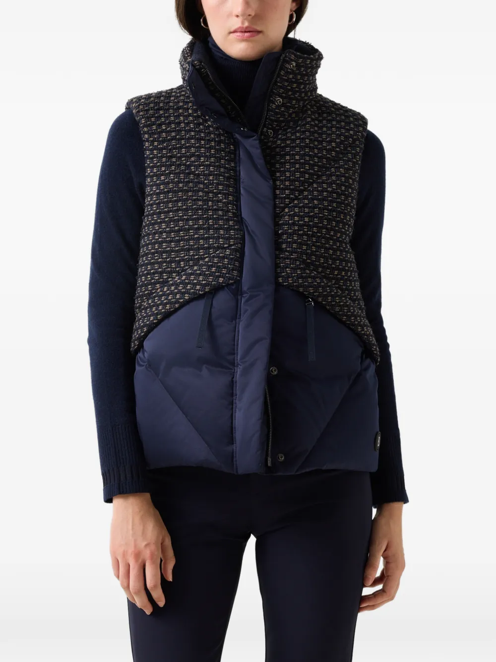 BOGNER Netty tweed-panel down gilet Blauw