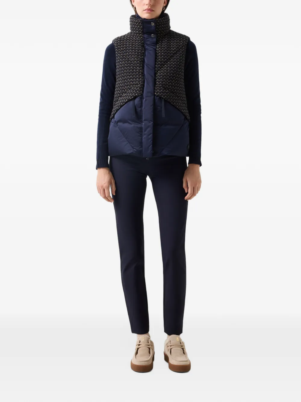 BOGNER Netty tweed-panel down gilet Blauw
