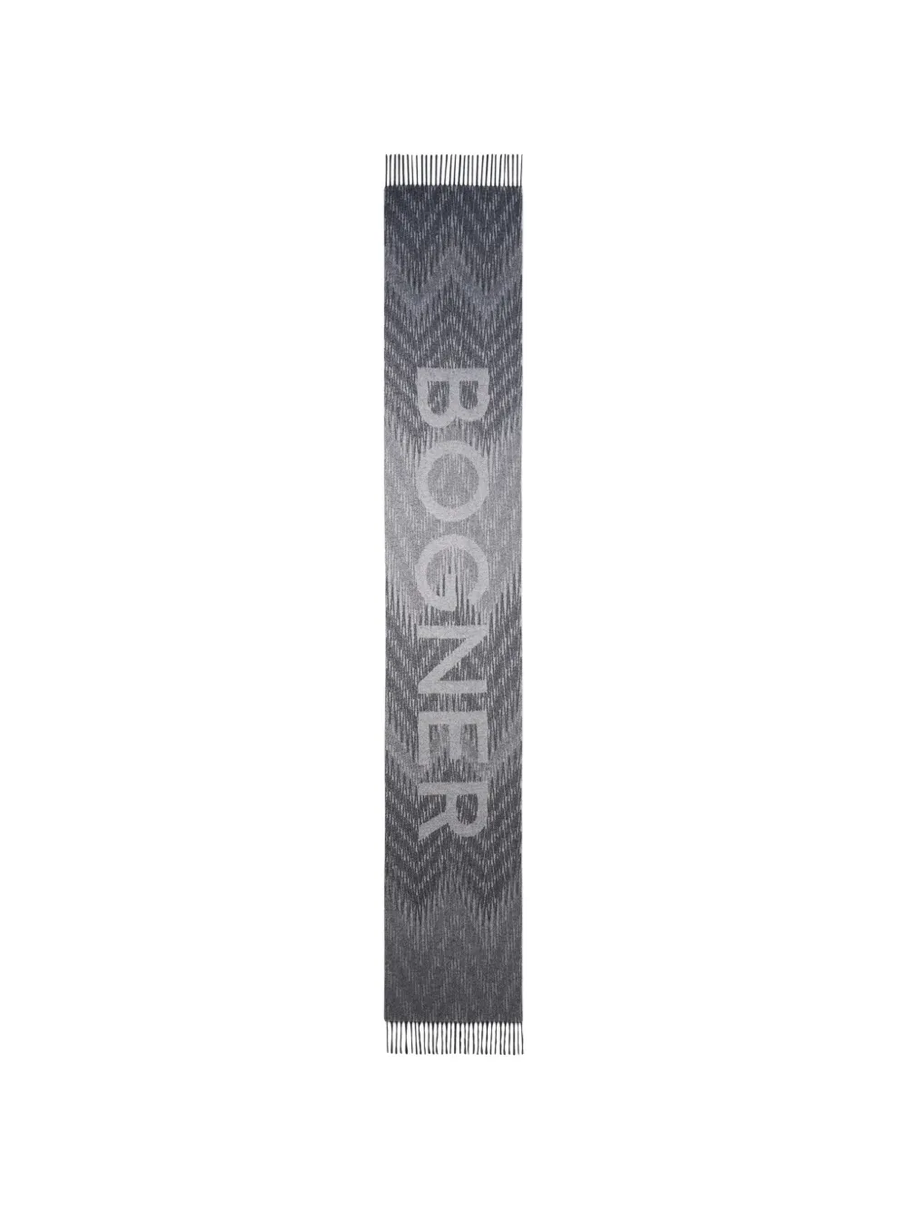 BOGNER jacquard-knit logo-lettering wool scarf Grijs