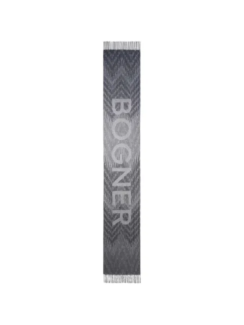 BOGNER jacquard-knit logo-lettering wool scarf