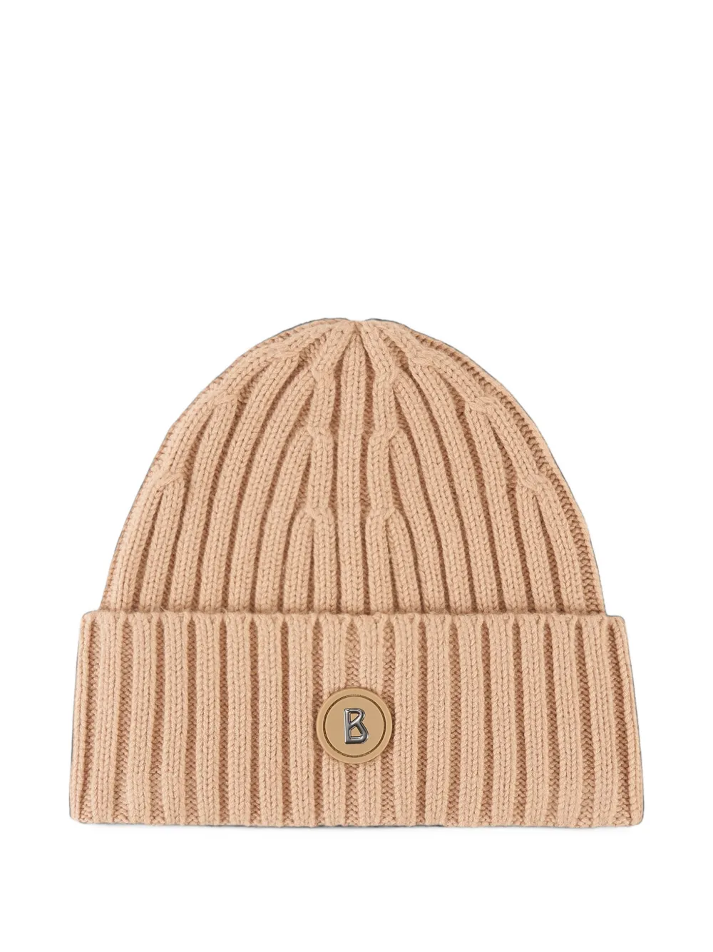 BOGNER Bony logo-patch ribbed-knit beanie hat Beige