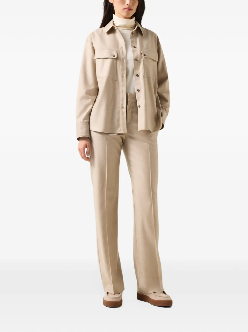 BOGNER Jody virgin-wool tailored trousers Bruin