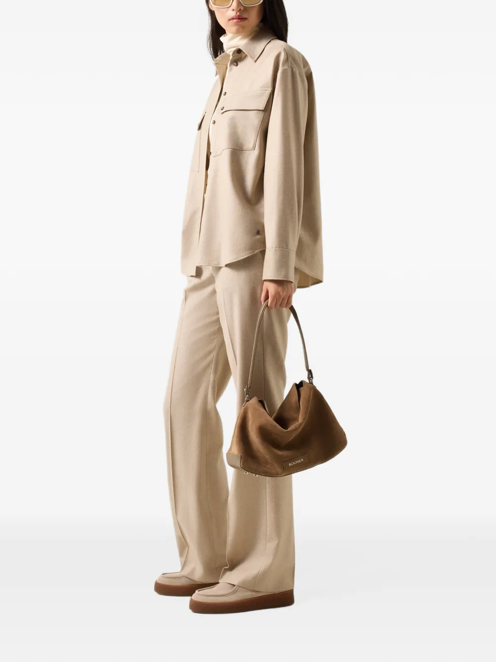 BOGNER Jody virgin-wool tailored trousers Bruin