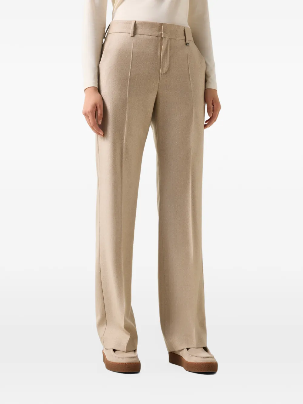 BOGNER Jody virgin-wool tailored trousers Bruin