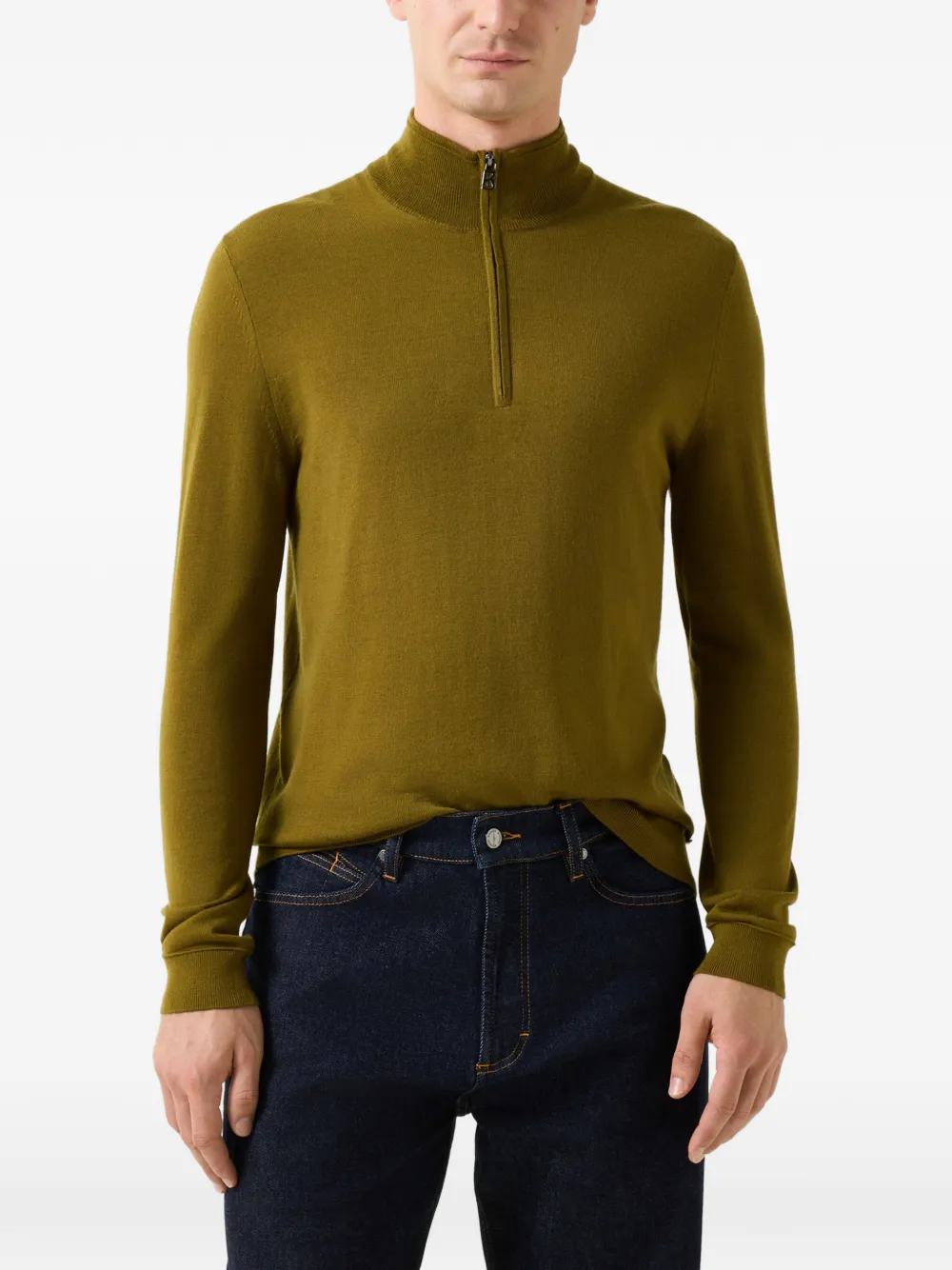 BOGNER Ouri zip-neck virgin-wool sweater Groen
