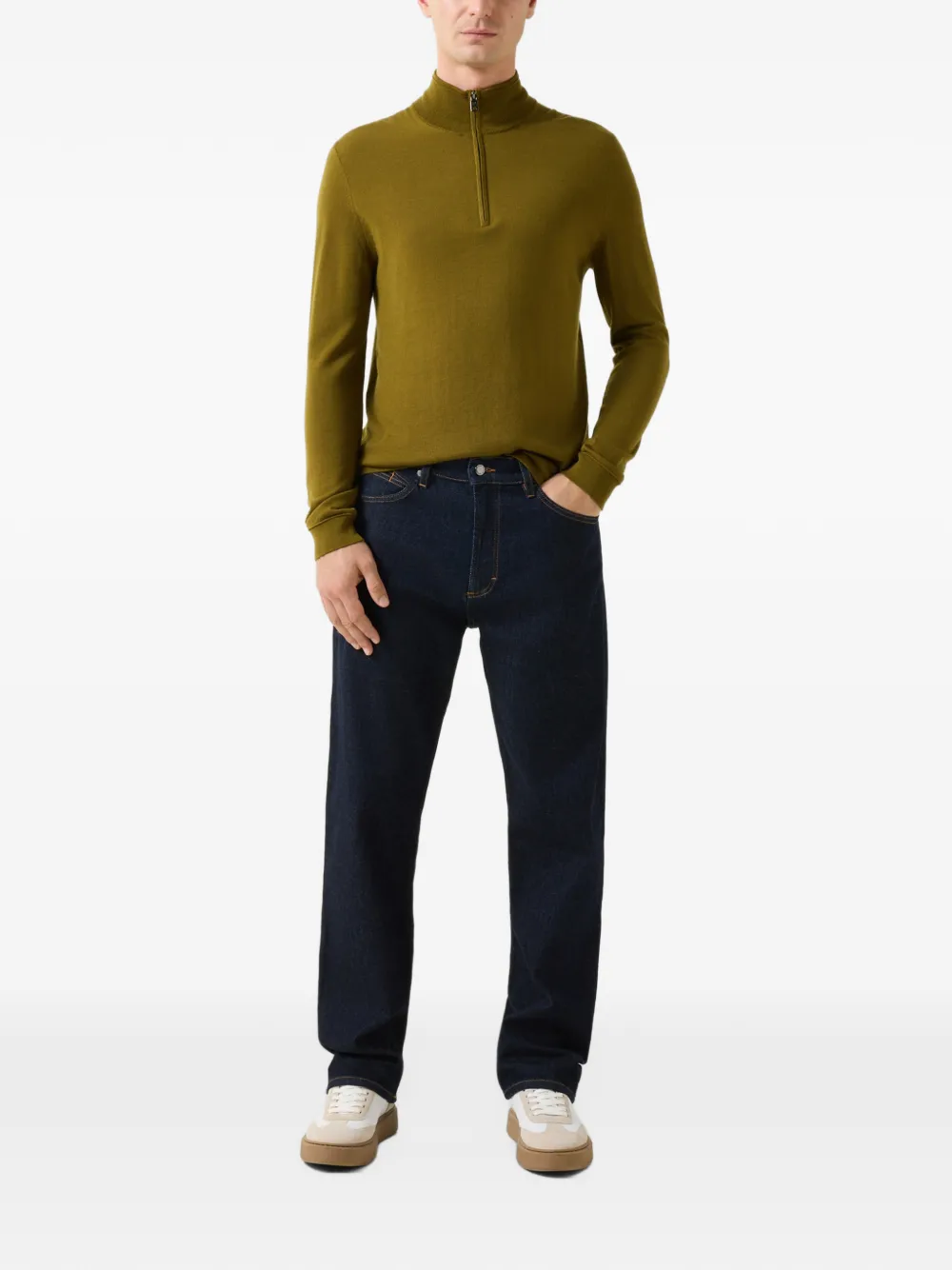 BOGNER Ouri zip-neck virgin-wool sweater Groen