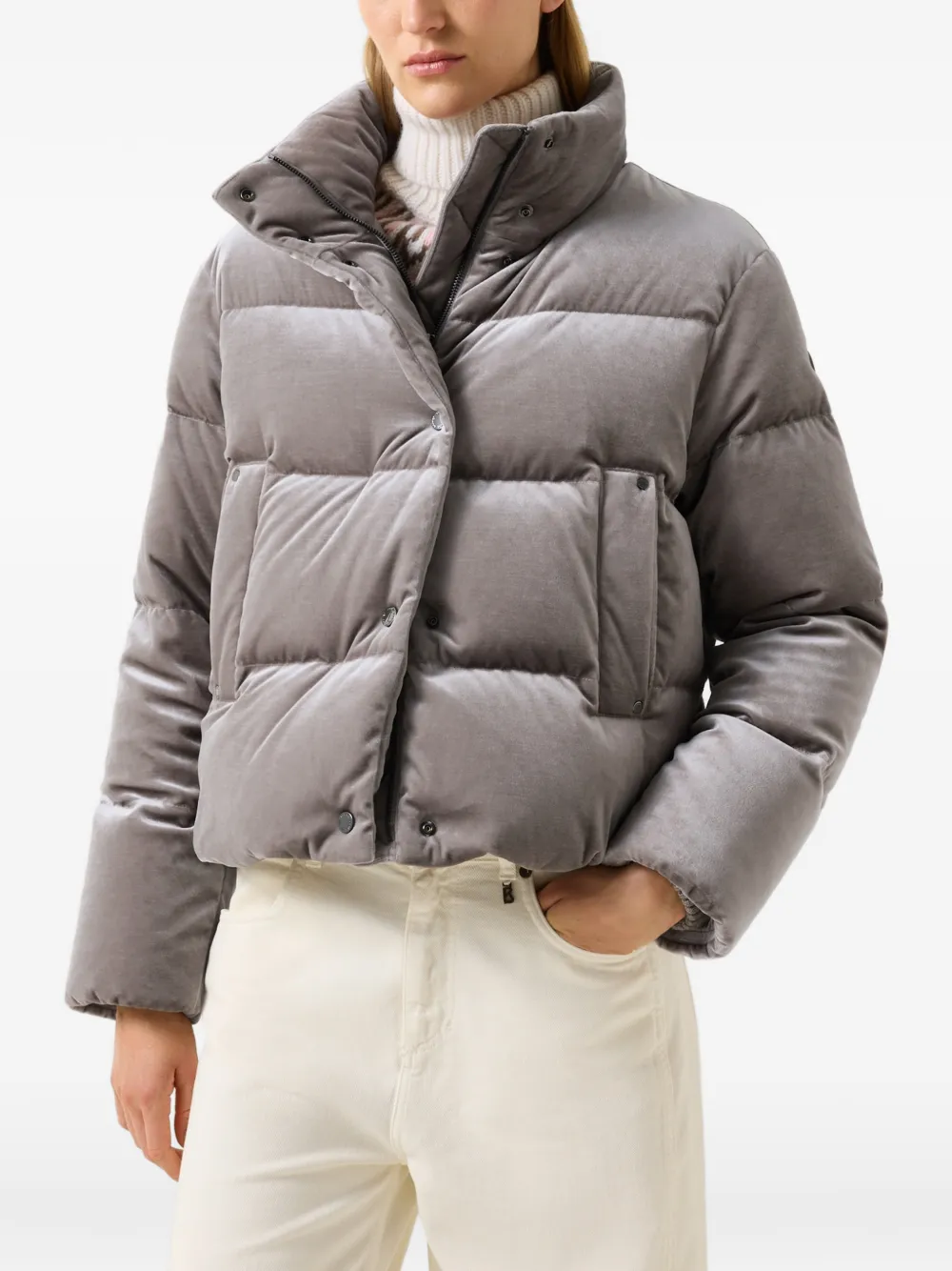 BOGNER Gesteppte Oliva Jacke aus Samt - Grau
