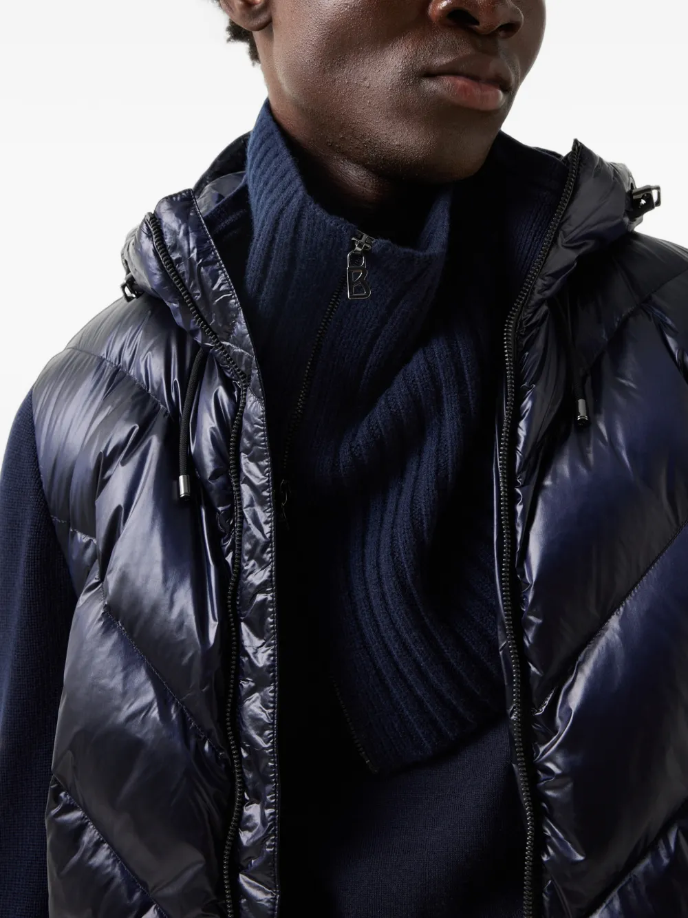 BOGNER Merida ribbed-knit collar Blauw