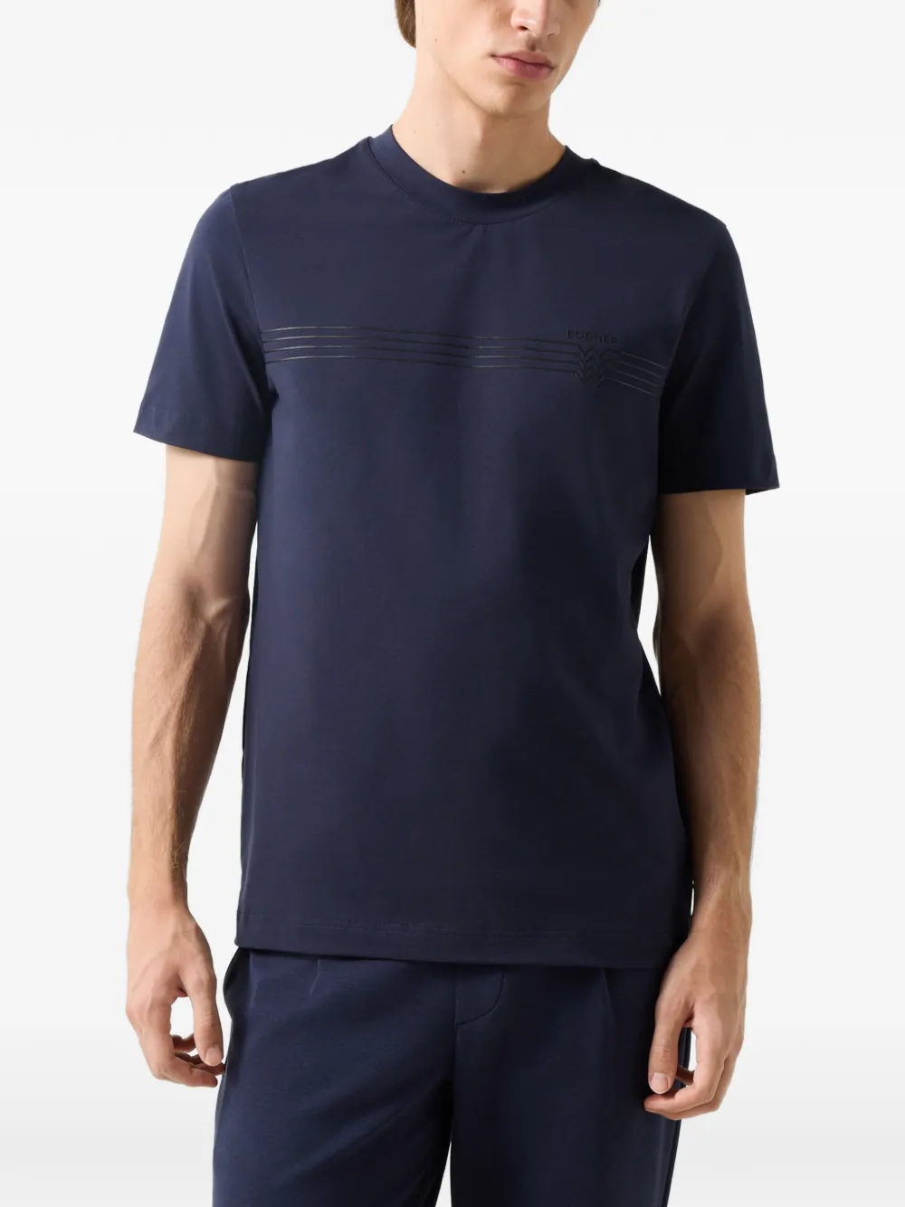BOGNER Ryan stripe-detail T-shirt Blauw