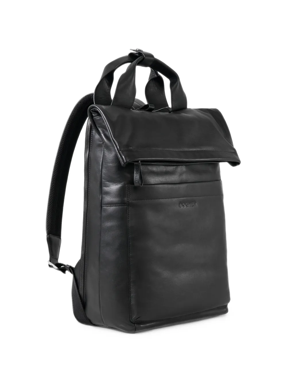 BOGNER Calgary Leon foldover leather backpack Zwart