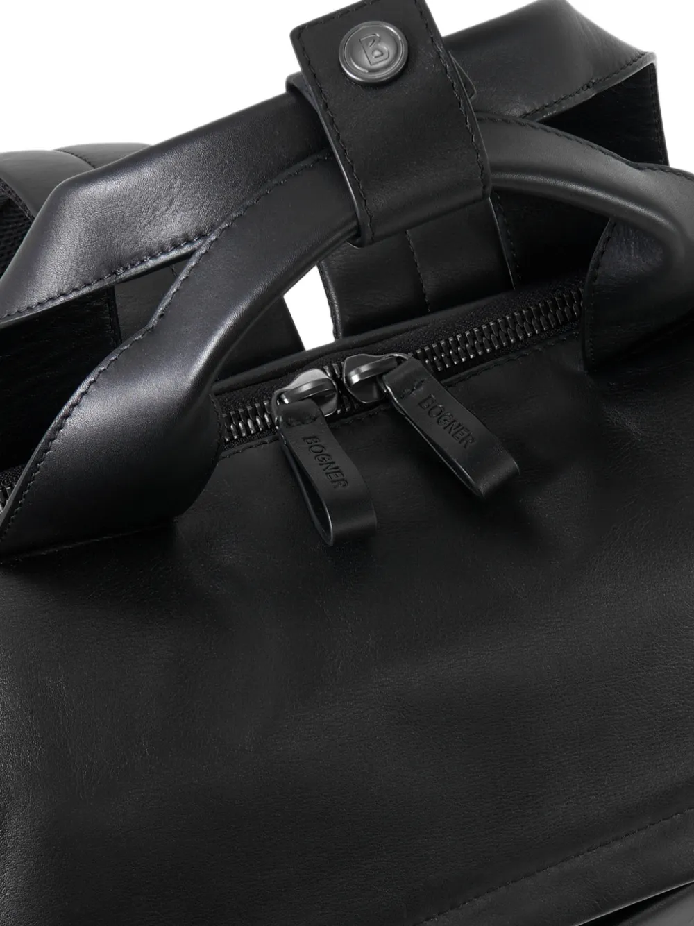 BOGNER Calgary Leon foldover leather backpack Zwart