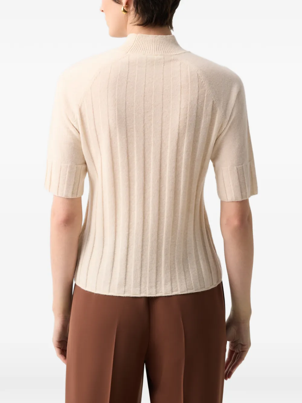 BOGNER Ribgebreide trui met korte mouwen Beige