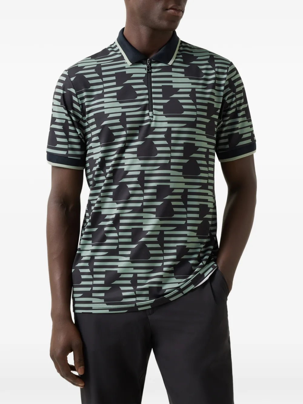 BOGNER Valentin logo-print zip-up Polo shirt Groen