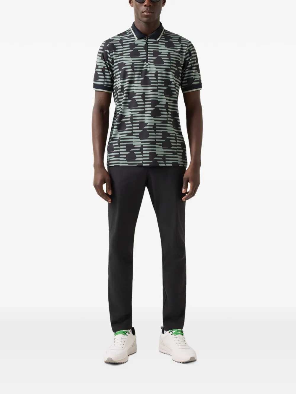 BOGNER Valentin logo-print zip-up Polo shirt Groen