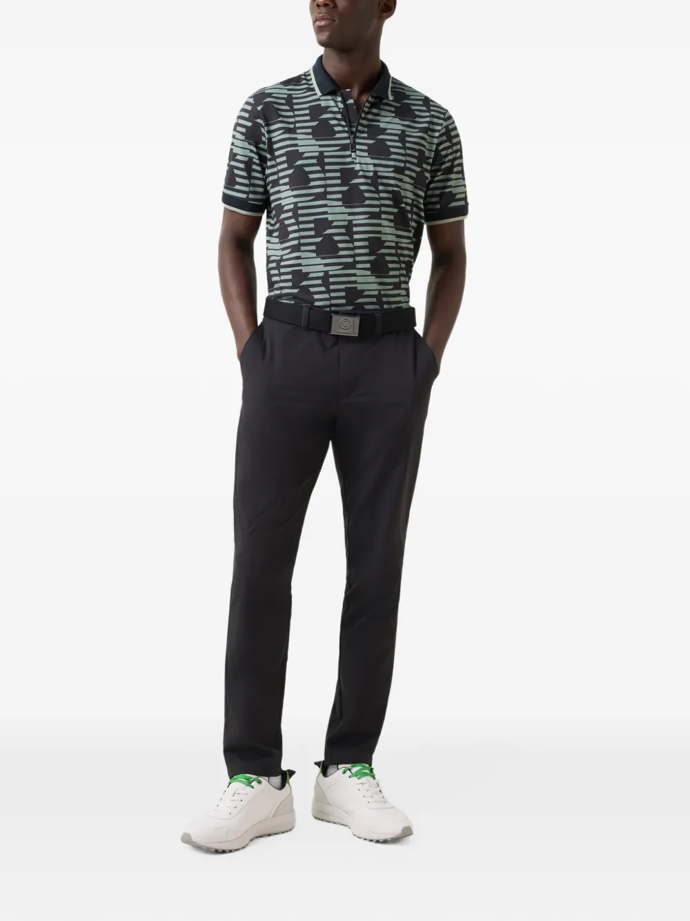 BOGNER Valentin logo-print zip-up Polo shirt Groen