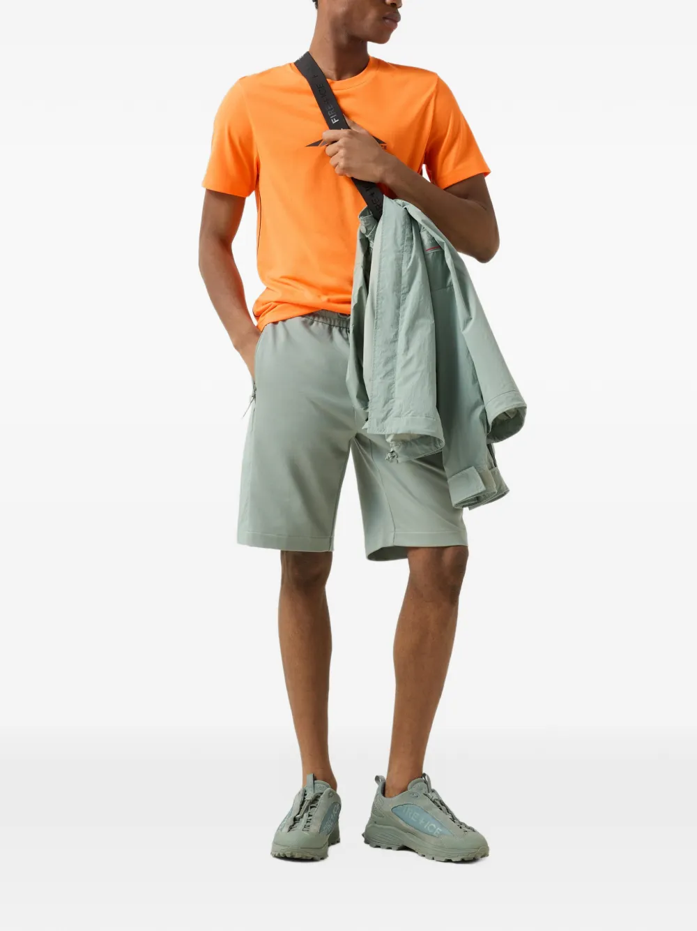 BOGNER FIRE+ICE Leif patch-detail track shorts Groen