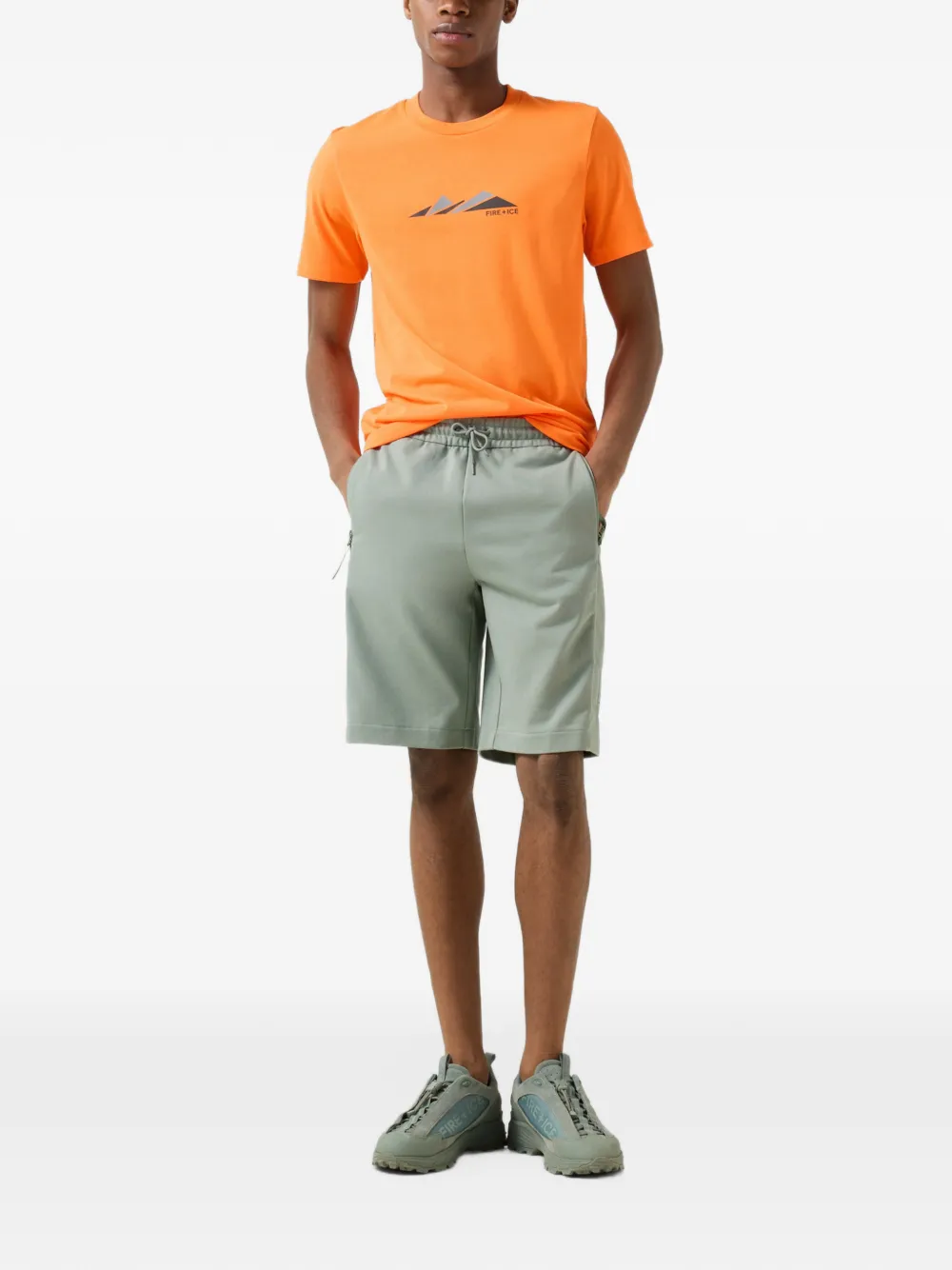 BOGNER FIRE+ICE Leif patch-detail track shorts Groen