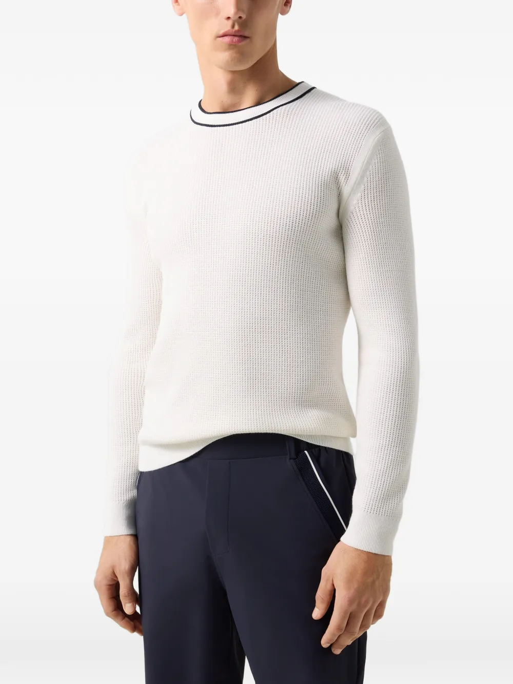 BOGNER Levin stripe-trim sweater Wit