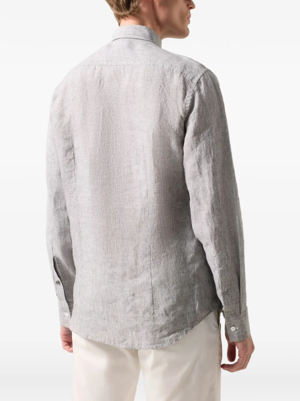 BOGNER Timi striped linen shirt Groen