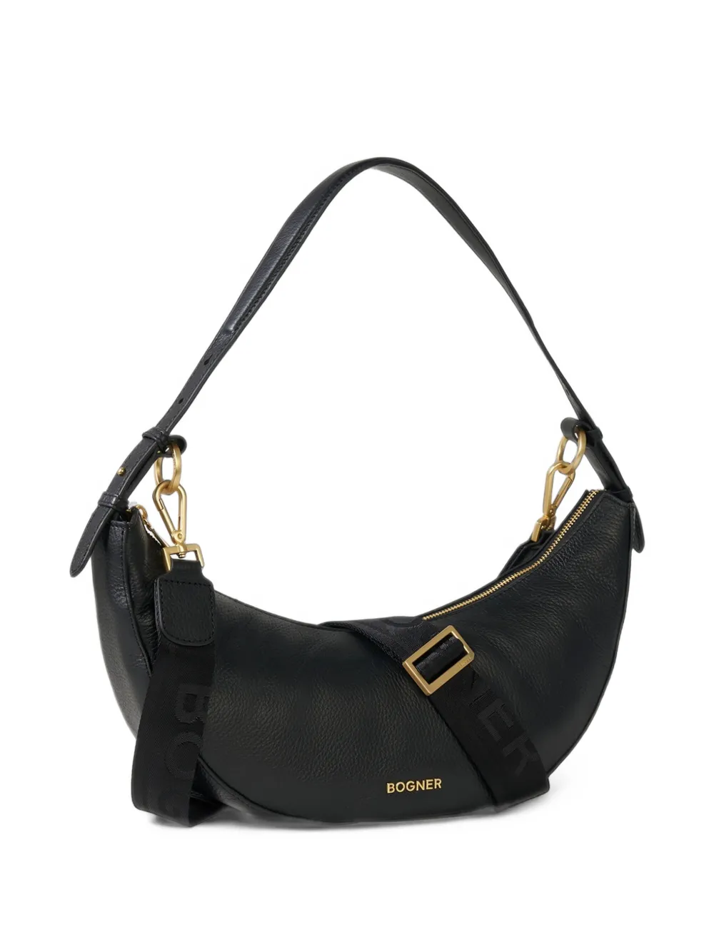 BOGNER Wallis Kyla grained leather shoulder bag Zwart
