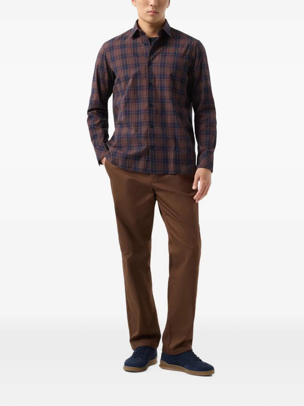 BOGNER Hardy check-print shirt Bruin