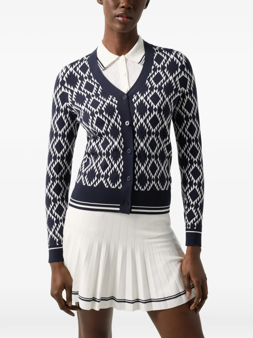 BOGNER Amber jacquard-knit cardigan Blauw