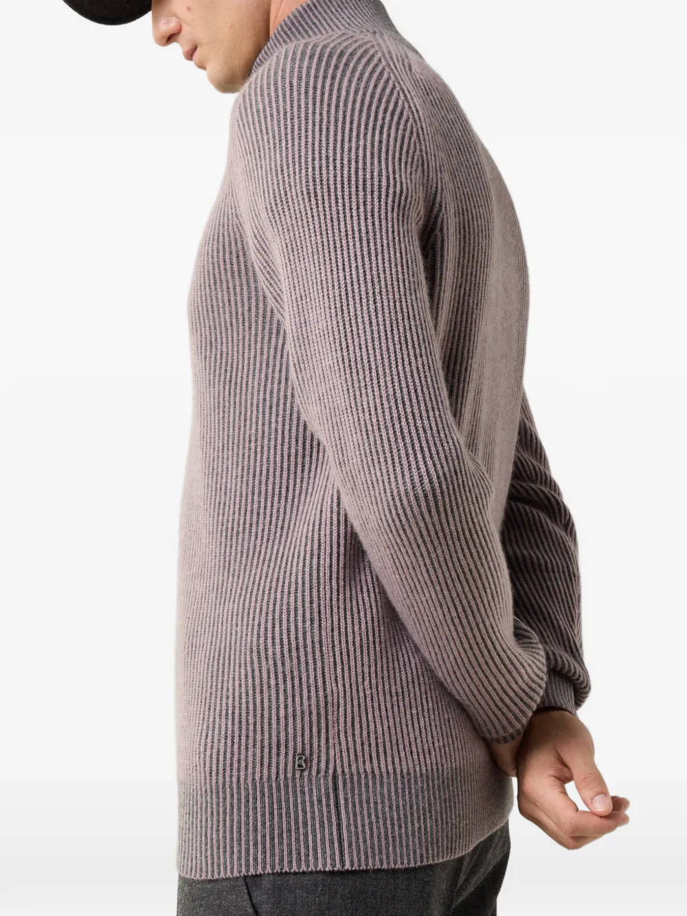 BOGNER Dwayne ribbed-knit half-zip sweater Paars