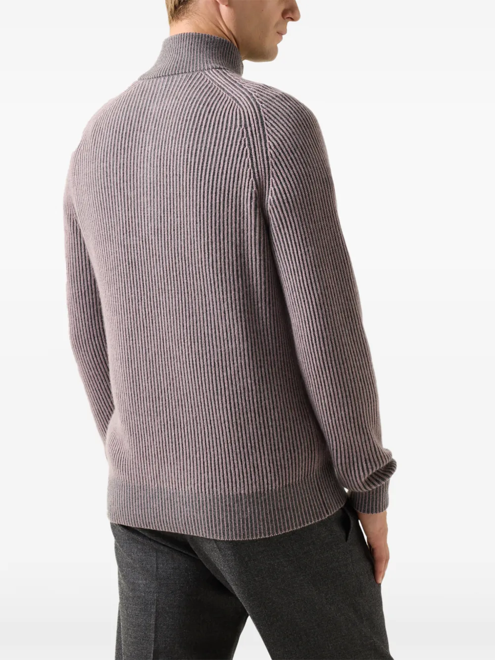 BOGNER Dwayne ribbed-knit half-zip sweater Paars