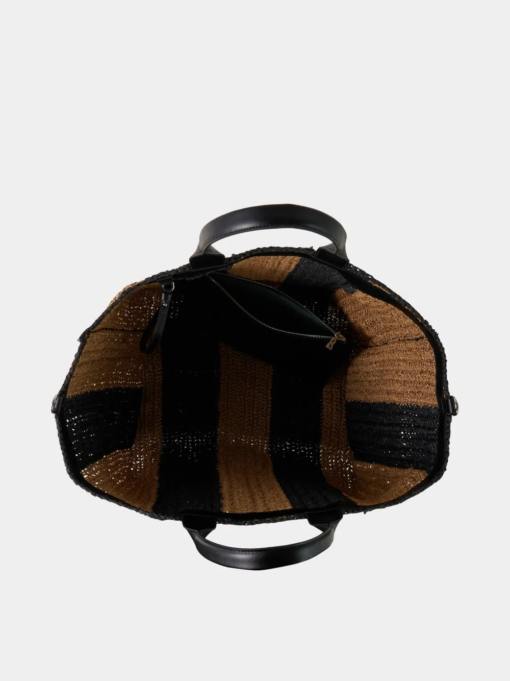 BOGNER Agno Farrah striped straw tote bag Zwart