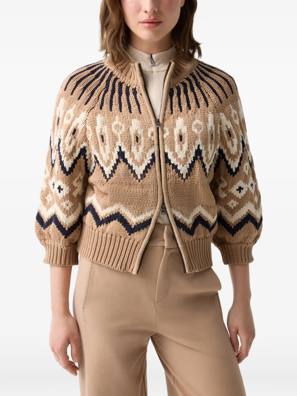 BOGNER Aurora fair-isle cardigan Bruin
